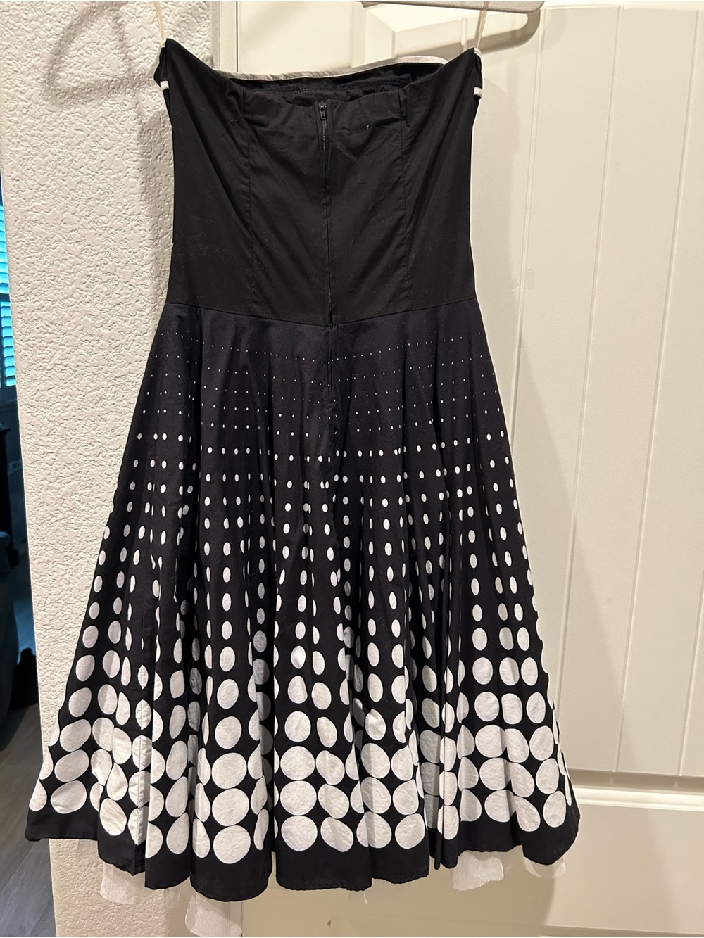 Vintage & retro inspired Black Strapless Polka Dot Fit & Flare Dress